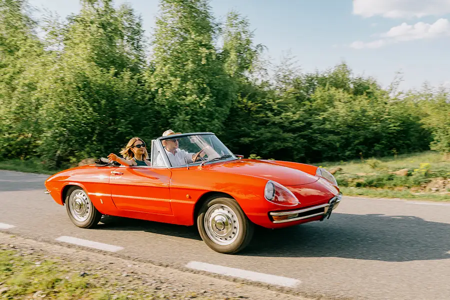 Classic Alfa Romeo wedding car in Romania