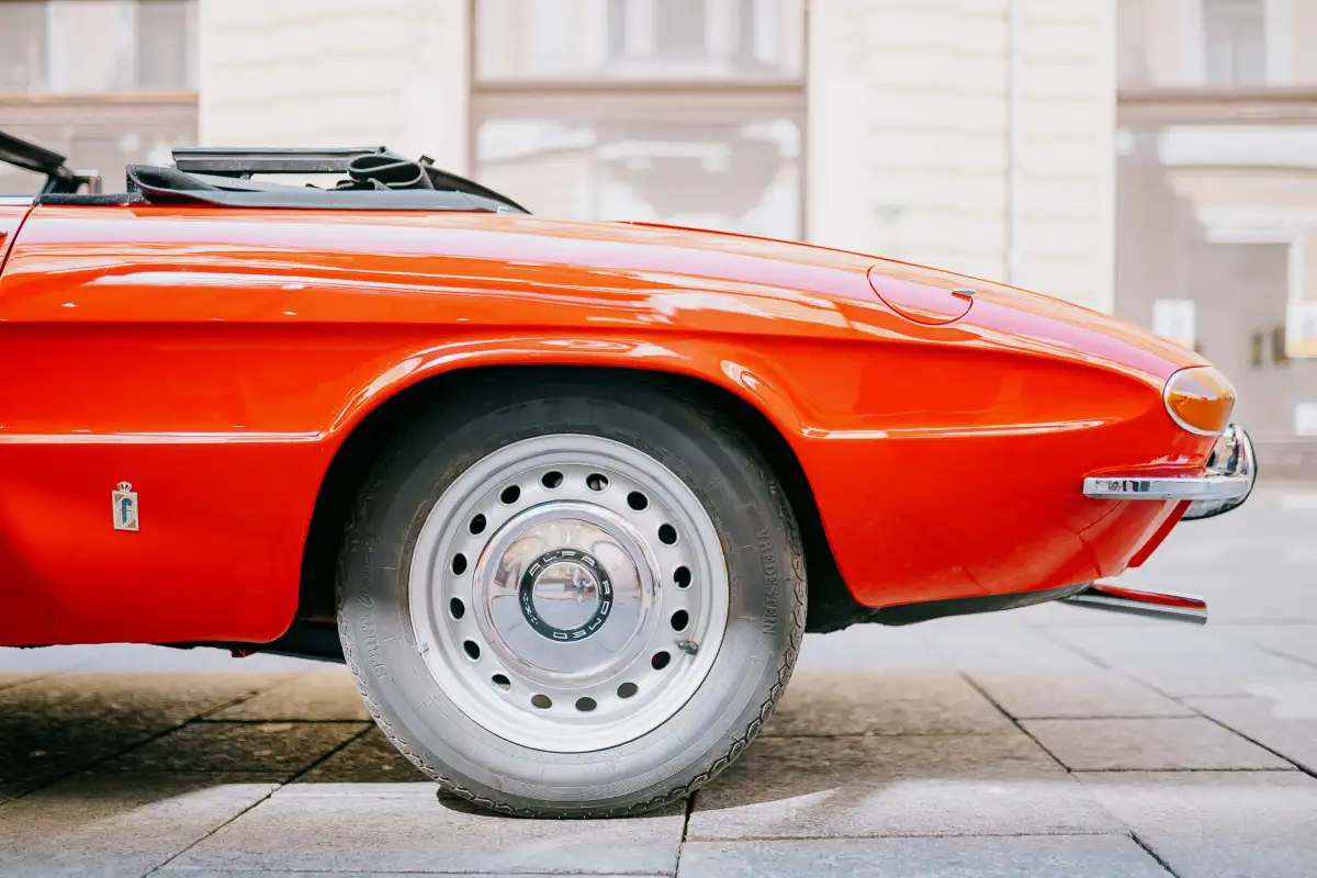 Detail of the 1966 Alfa Romeo Spider Duetto Osso di Seppia classic convertible